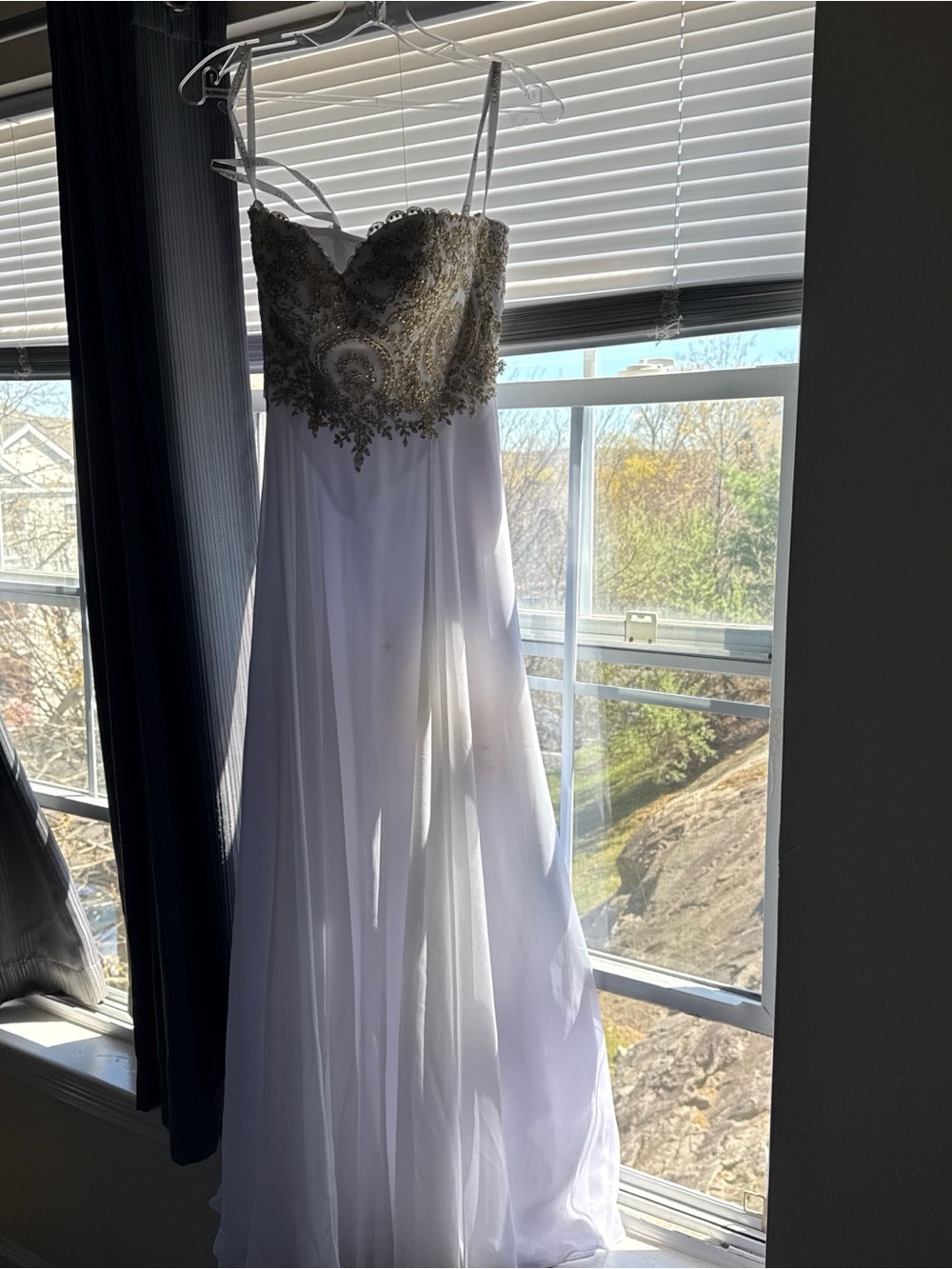 Clarisse White Gown with Gold Beaded Bodice